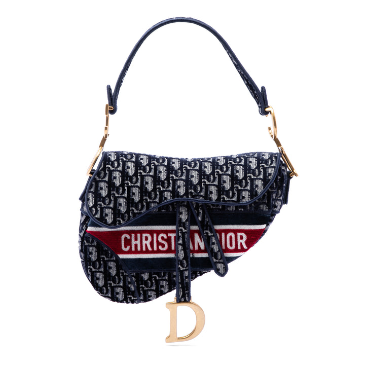 Dior Oblique brodé Velours Saddle Sac