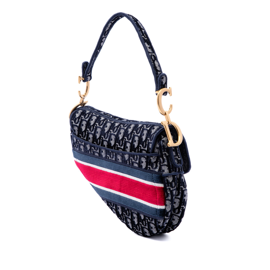 Dior Oblique brodé Velours Saddle Sac