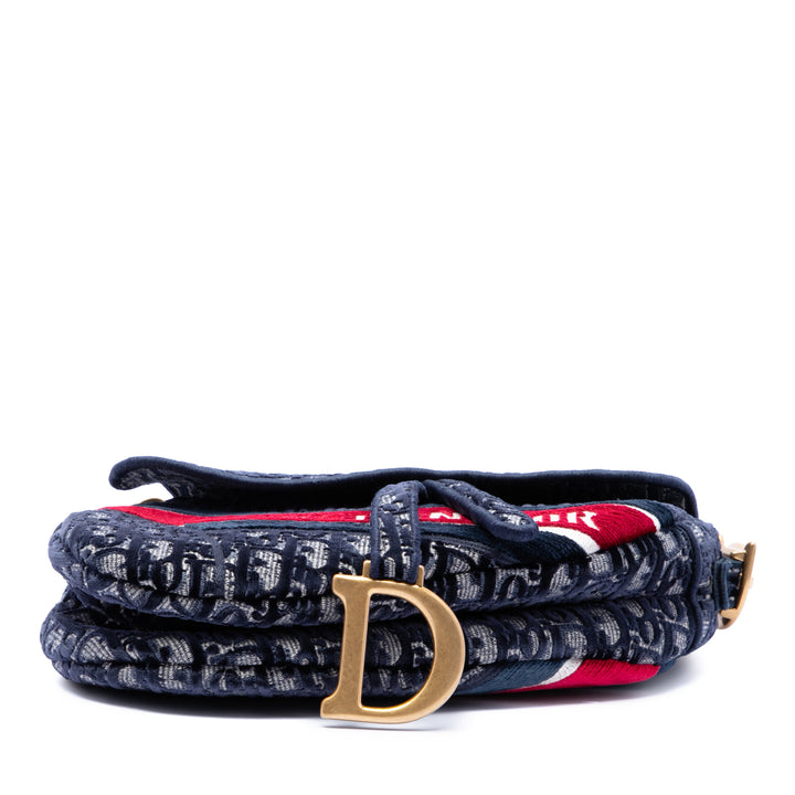 Dior Oblique brodé Velours Saddle Sac