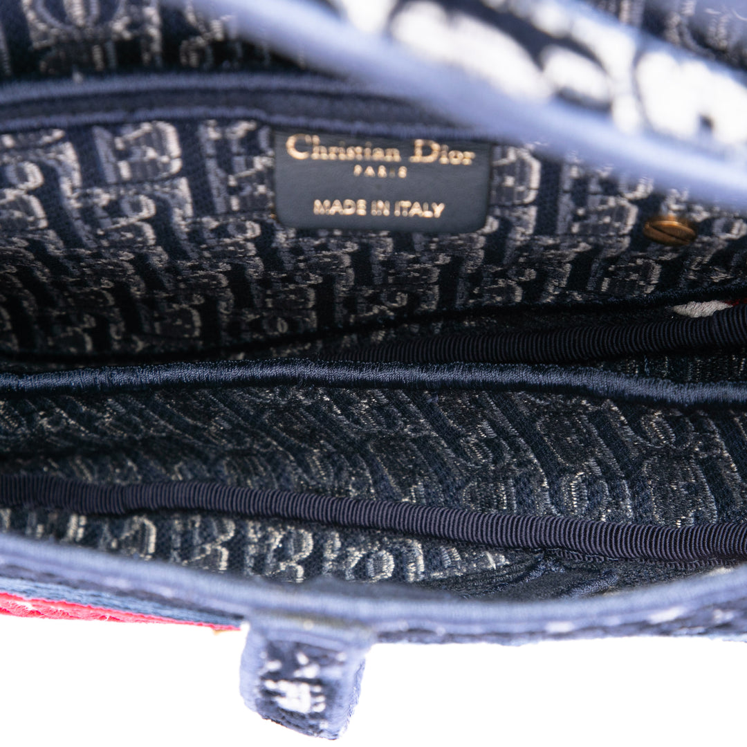 Dior Oblique brodé Velours Saddle Sac