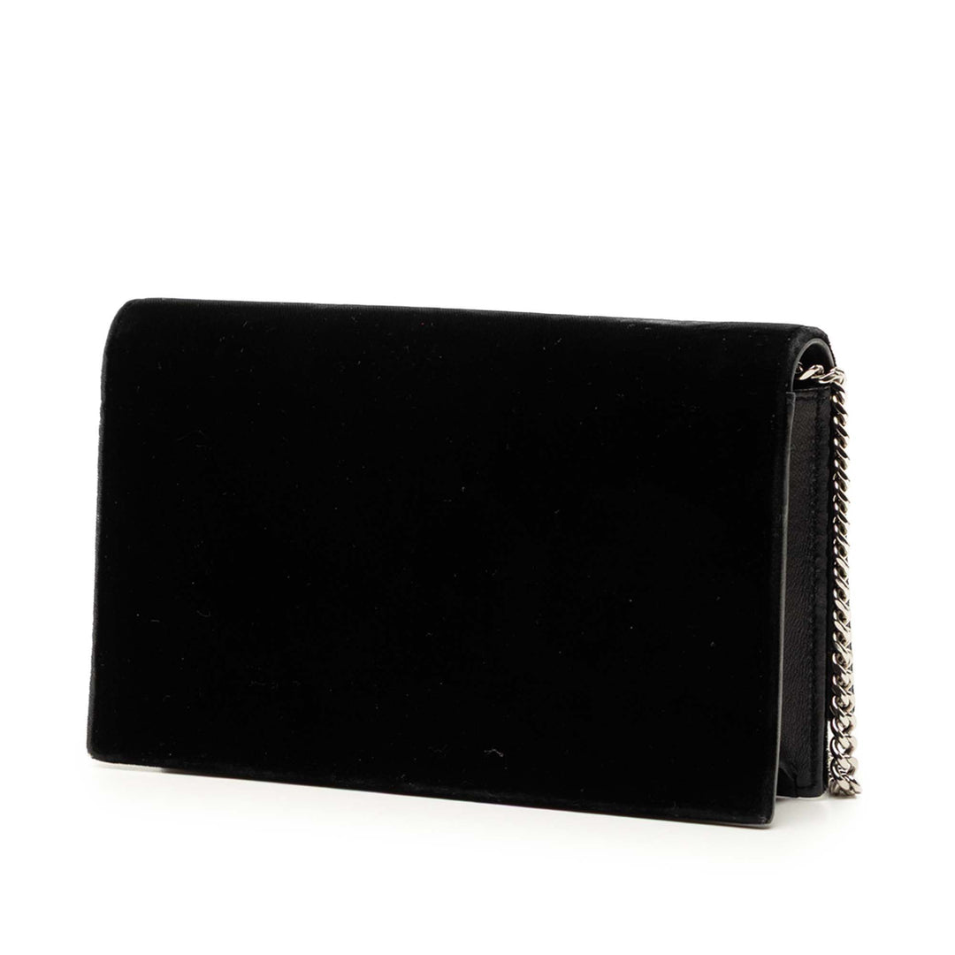 Cristal Kate Pompon Wallet on Chain Noir