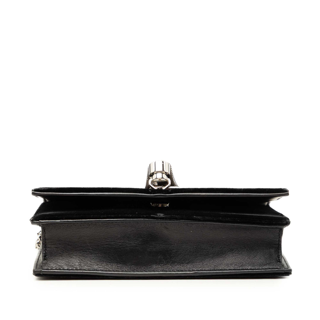 Cristal Kate Pompon Wallet on Chain Noir