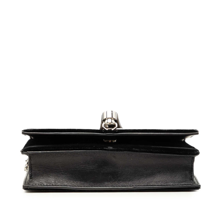 Cristal Kate Pompon Wallet on Chain Noir