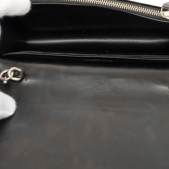 Cristal Kate Pompon Wallet on Chain Noir