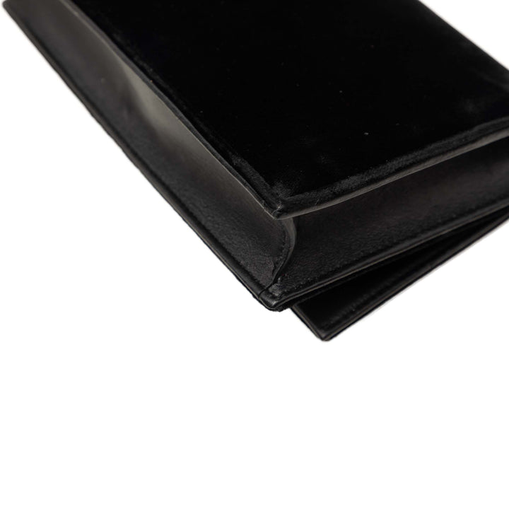 Cristal Kate Pompon Wallet on Chain Noir