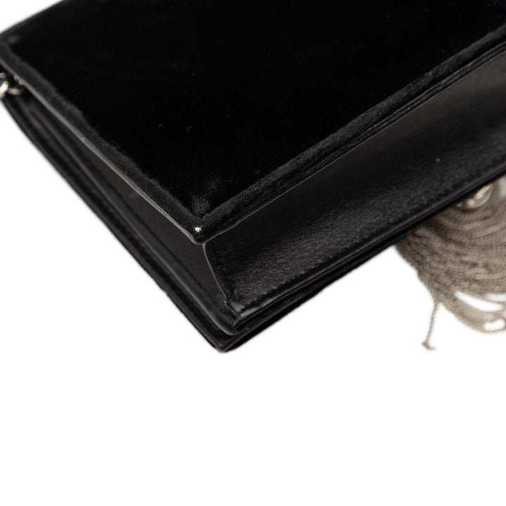 Cristal Kate Pompon Wallet on Chain Noir