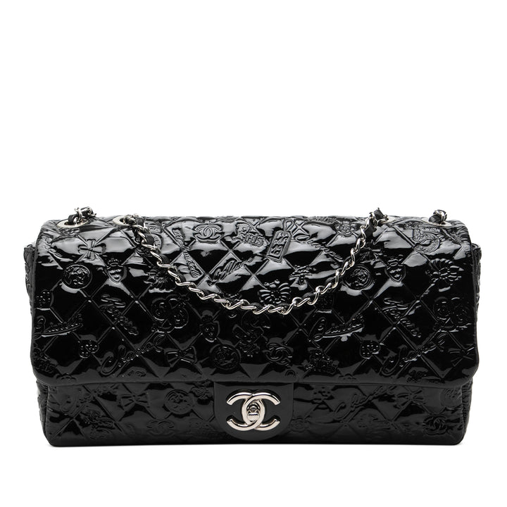 Chanel embossé Lucky Symbols à rabat Jumbo Noir – vue principale – GABY PARIS