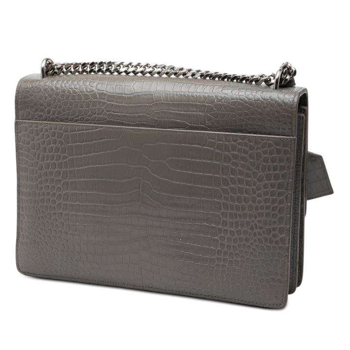 Saint Laurent Large Croc embossé Cuir Monogram Sunset Sac porté croisé