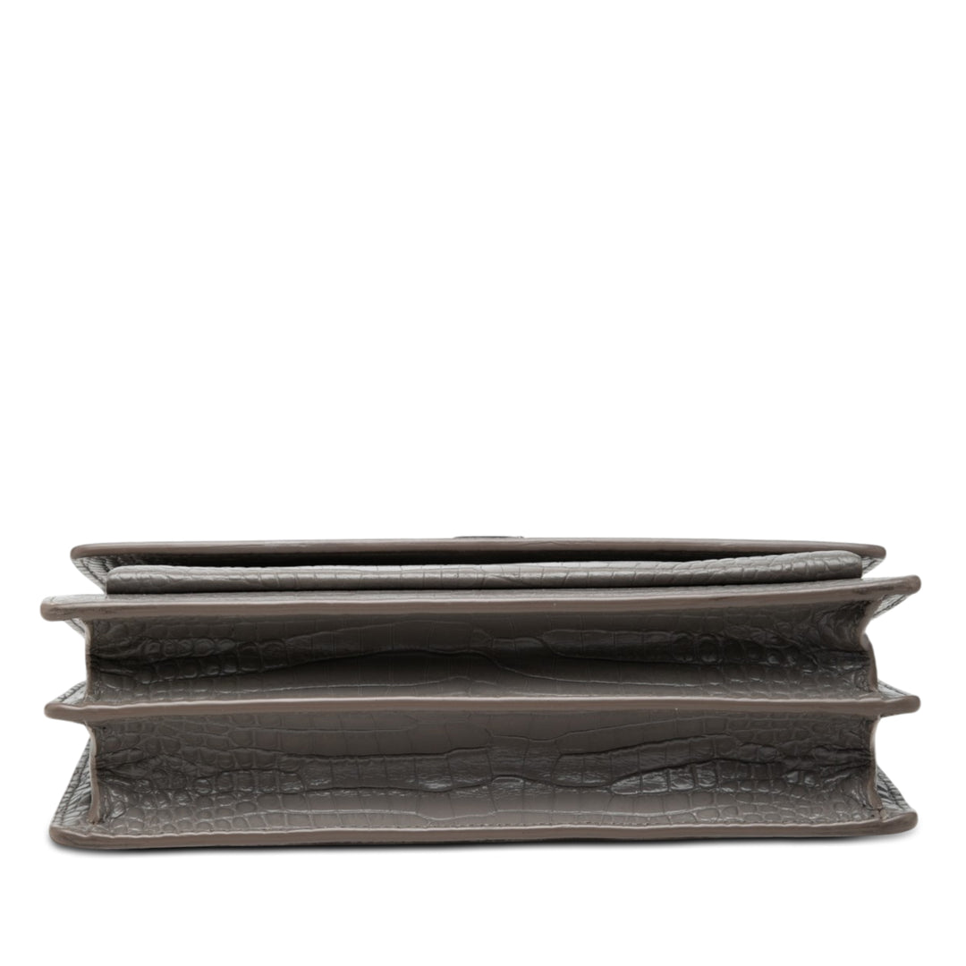 Saint Laurent Large Croc embossé Cuir Monogram Sunset Sac porté croisé
