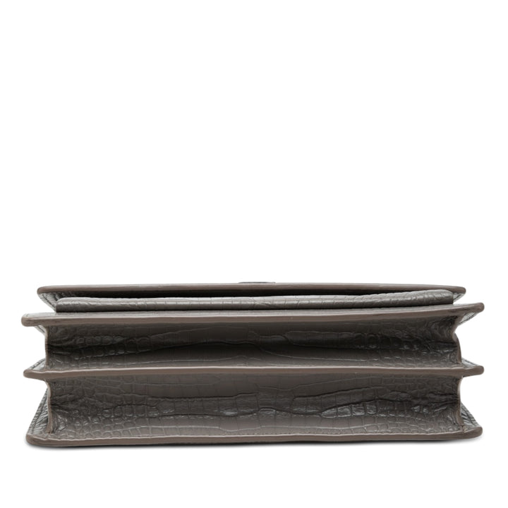 Saint Laurent Large Croc embossé Cuir Monogram Sunset Sac porté croisé