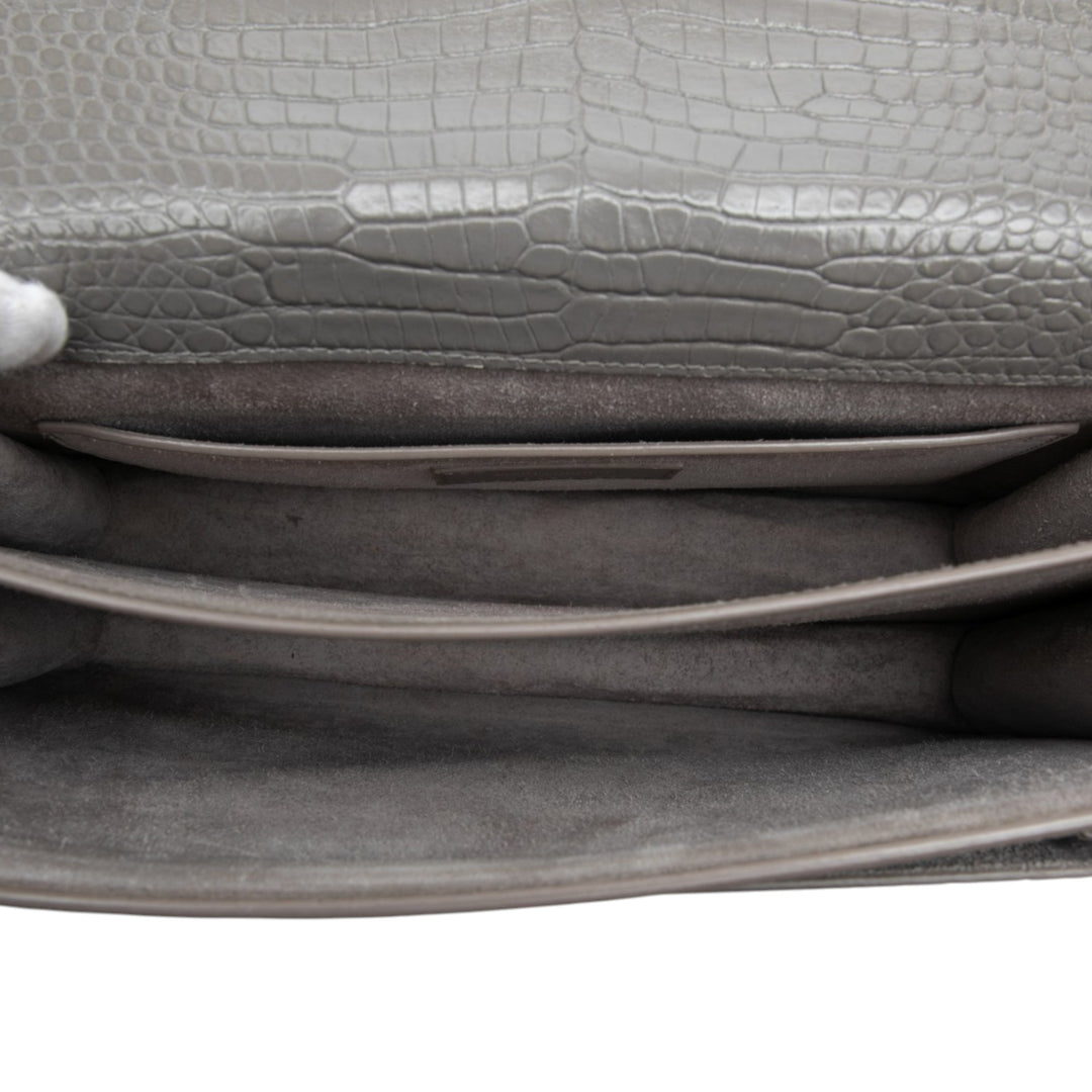 Saint Laurent Large Croc embossé Cuir Monogram Sunset Sac porté croisé