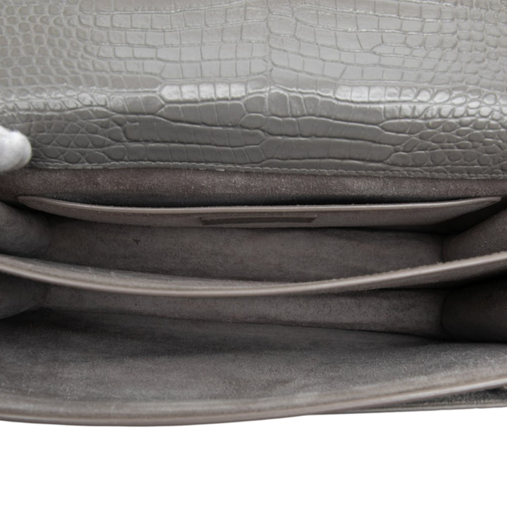 Saint Laurent Large Croc embossé Cuir Monogram Sunset Sac porté croisé