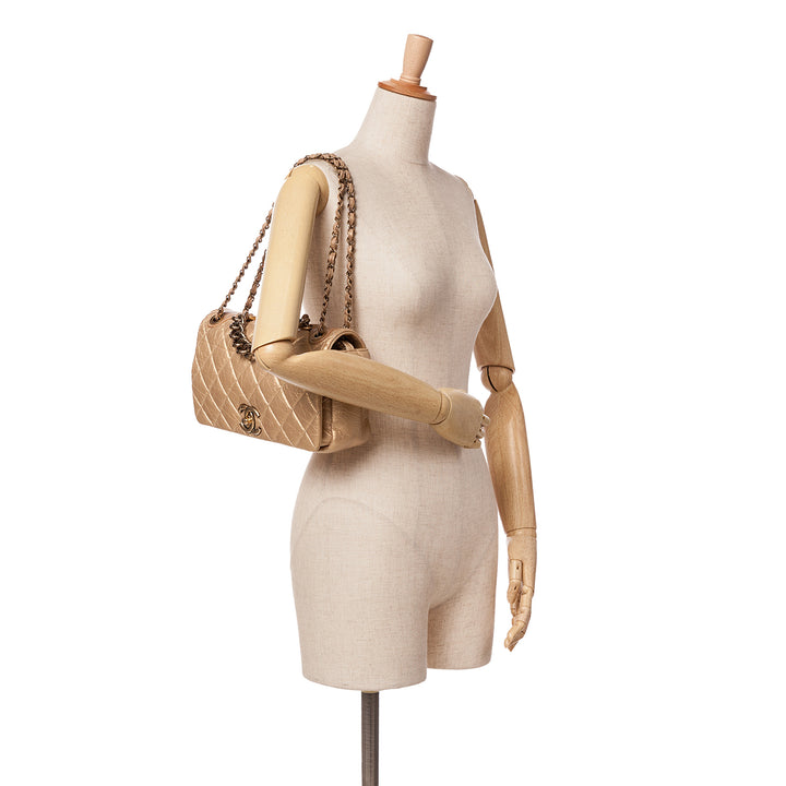 Medium Quilted Aged Calfskin Pondichery Flap Gold - Gaby Paris