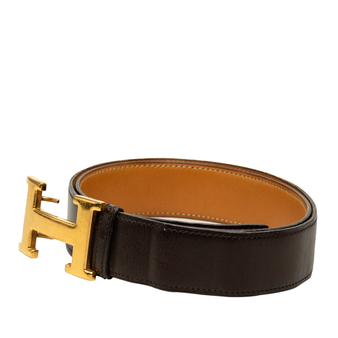 Hermès Box Veau et Constance H Réversible Ceinture Box Noir – vue 2 – GABY PARIS