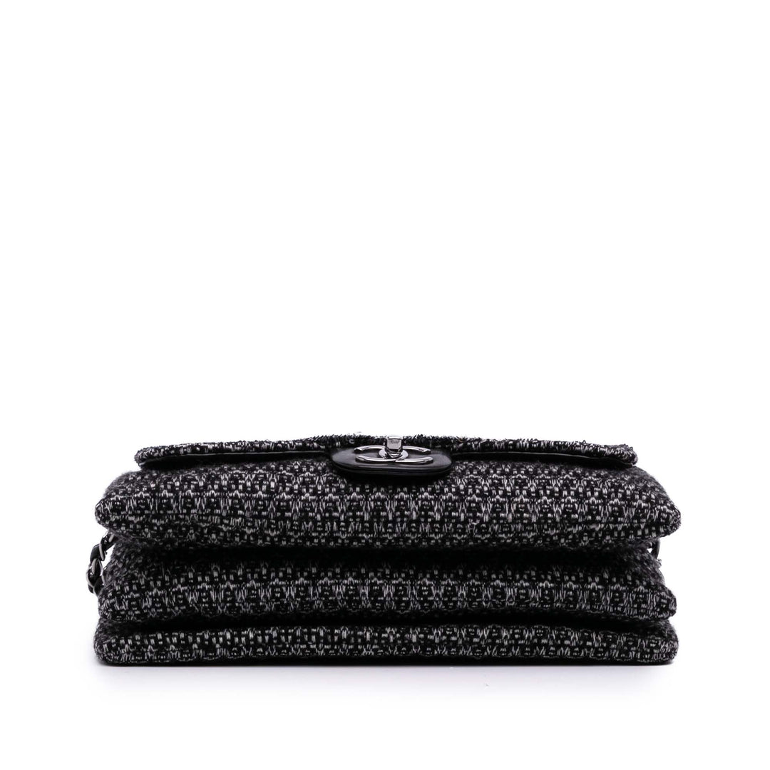 Chanel Large Tweed and Sequins Icons 3 Accordion Flap Noir