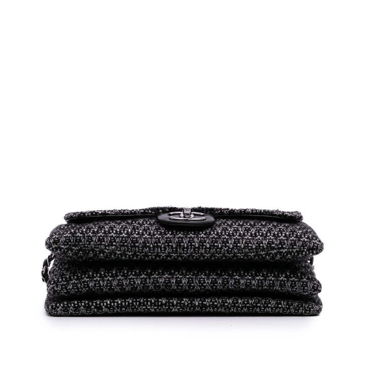 Chanel Large Tweed and Sequins Icons 3 Accordion Flap Noir