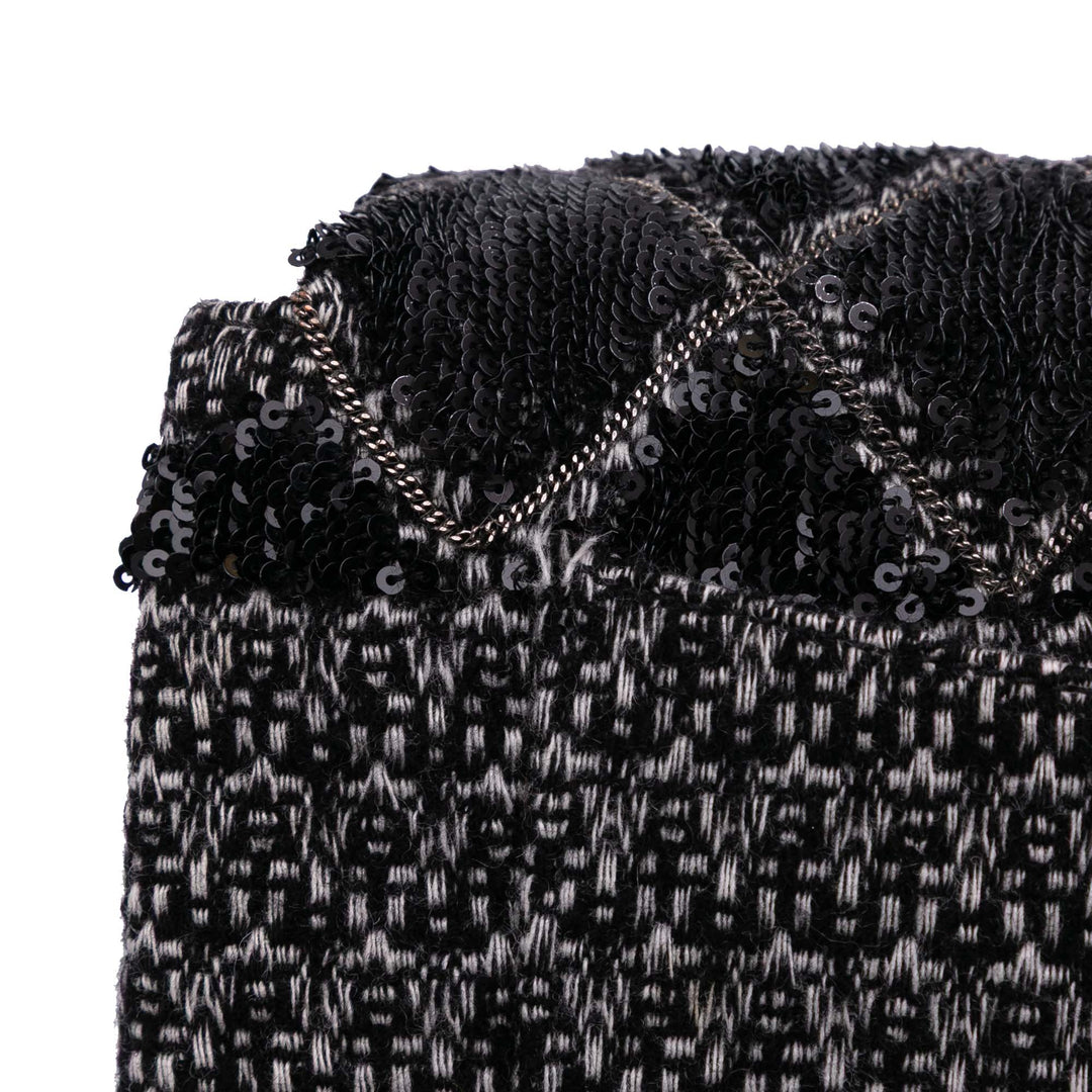 Chanel Large Tweed and Sequins Icons 3 Accordion Flap Noir