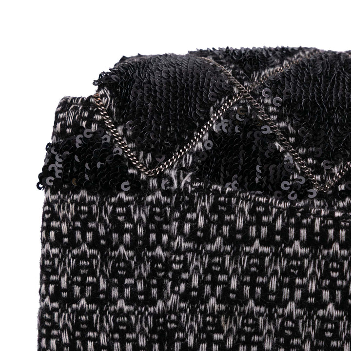 Chanel Large Tweed and Sequins Icons 3 Accordion Flap Noir