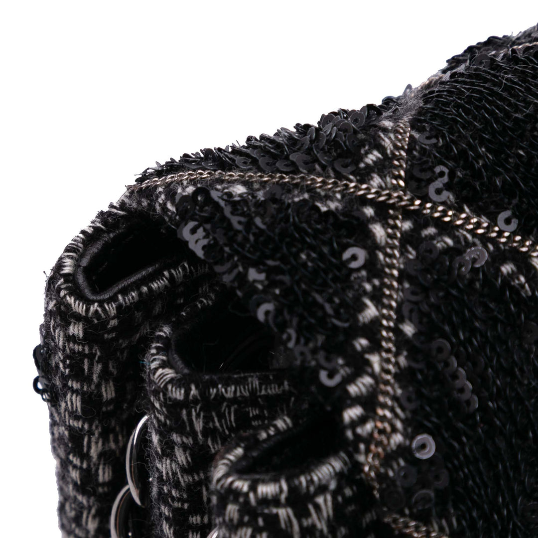 Chanel Large Tweed and Sequins Icons 3 Accordion Flap Noir