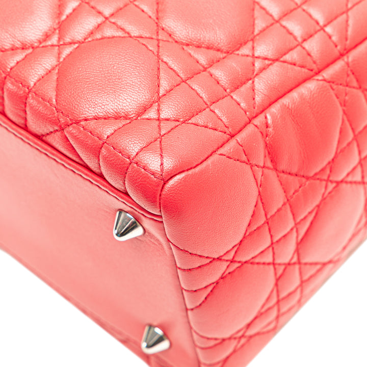 Medium Lambskin Cannage Lady Dior Red - Gaby Paris