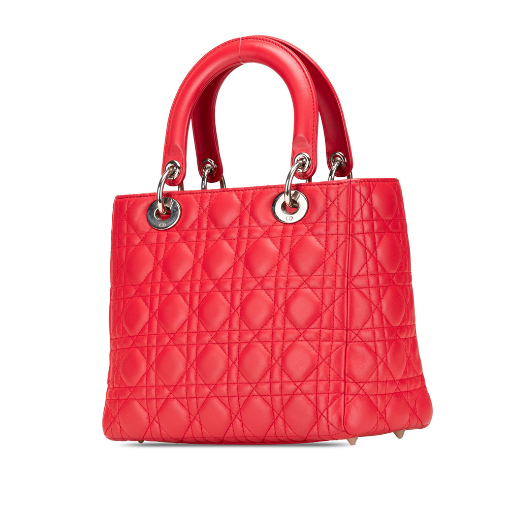 Medium Lambskin Cannage Lady Dior Red - Gaby Paris