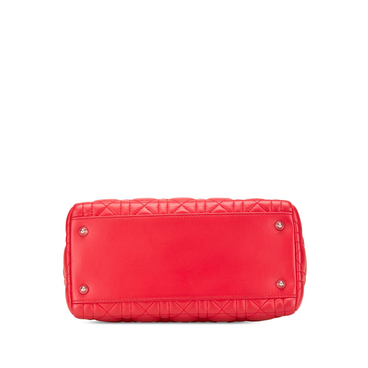Medium Lambskin Cannage Lady Dior Red - Gaby Paris