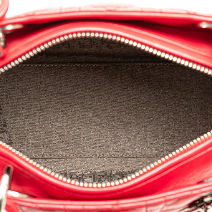Medium Lambskin Cannage Lady Dior Red - Gaby Paris
