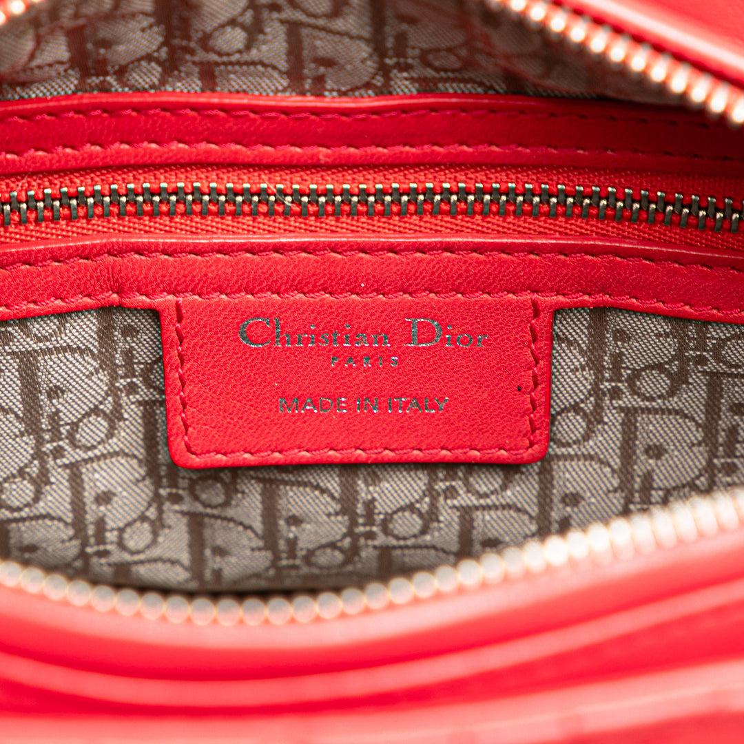 Medium Lambskin Cannage Lady Dior Red - Gaby Paris