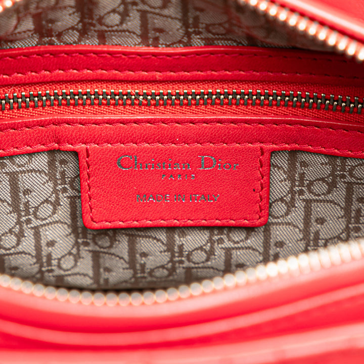 Medium Lambskin Cannage Lady Dior Red - Gaby Paris