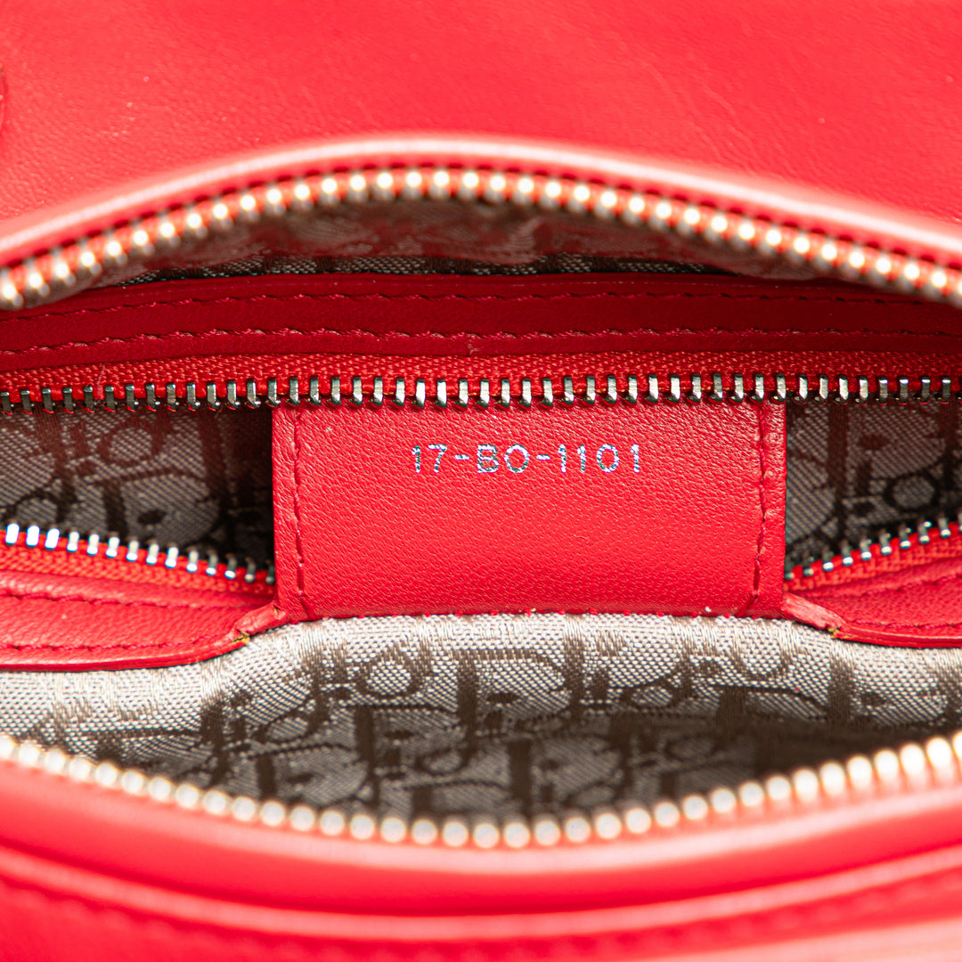 Medium Lambskin Cannage Lady Dior Red - Gaby Paris