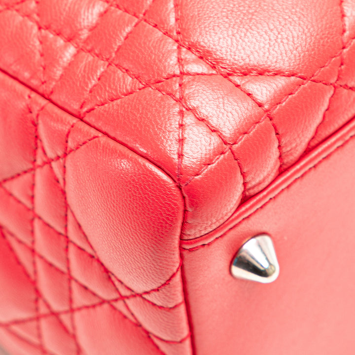 Medium Lambskin Cannage Lady Dior Red - Gaby Paris