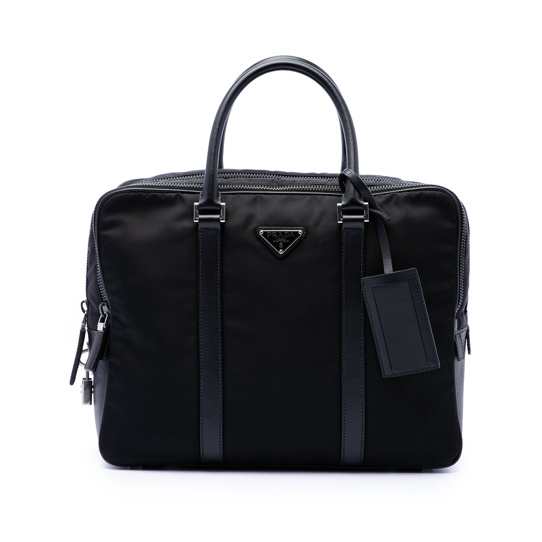 Prada Saffiano à finitions Tessuto Business Sac