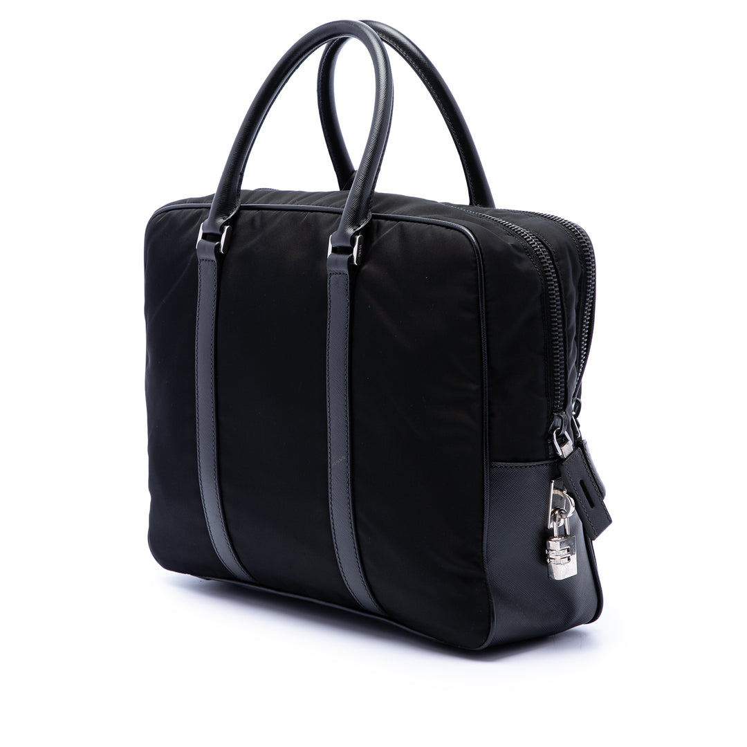 Prada Saffiano à finitions Tessuto Business Sac