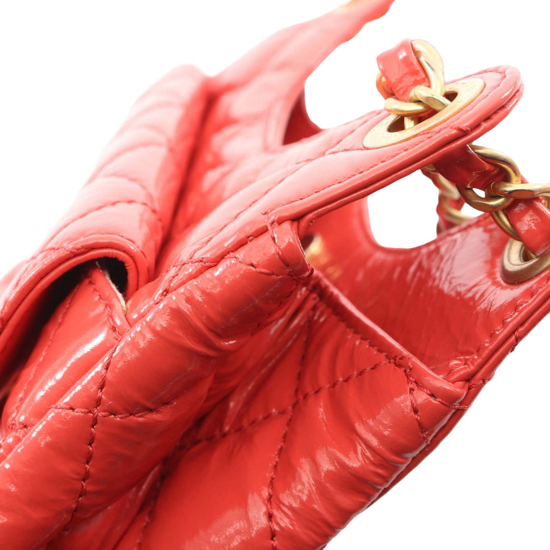 brillant Froissé Wavy CC Hobo Petit Cuir de veau Rose