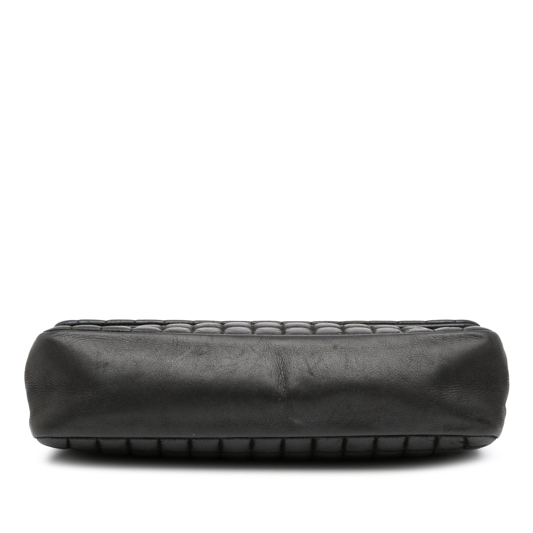 Chanel Chocolate Bar Iridescent Cuir de veau Bubble Flap Noir