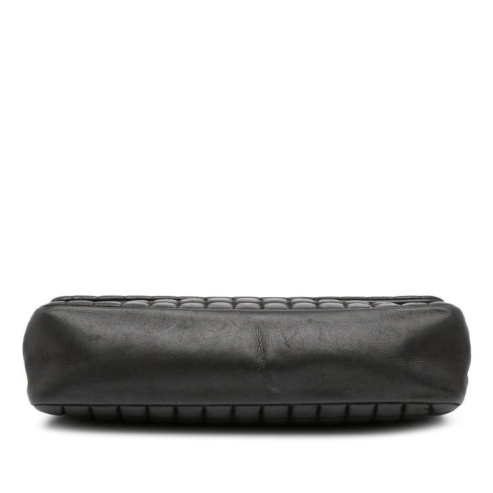 Chanel Chocolate Bar Iridescent Cuir de veau Bubble Flap Noir