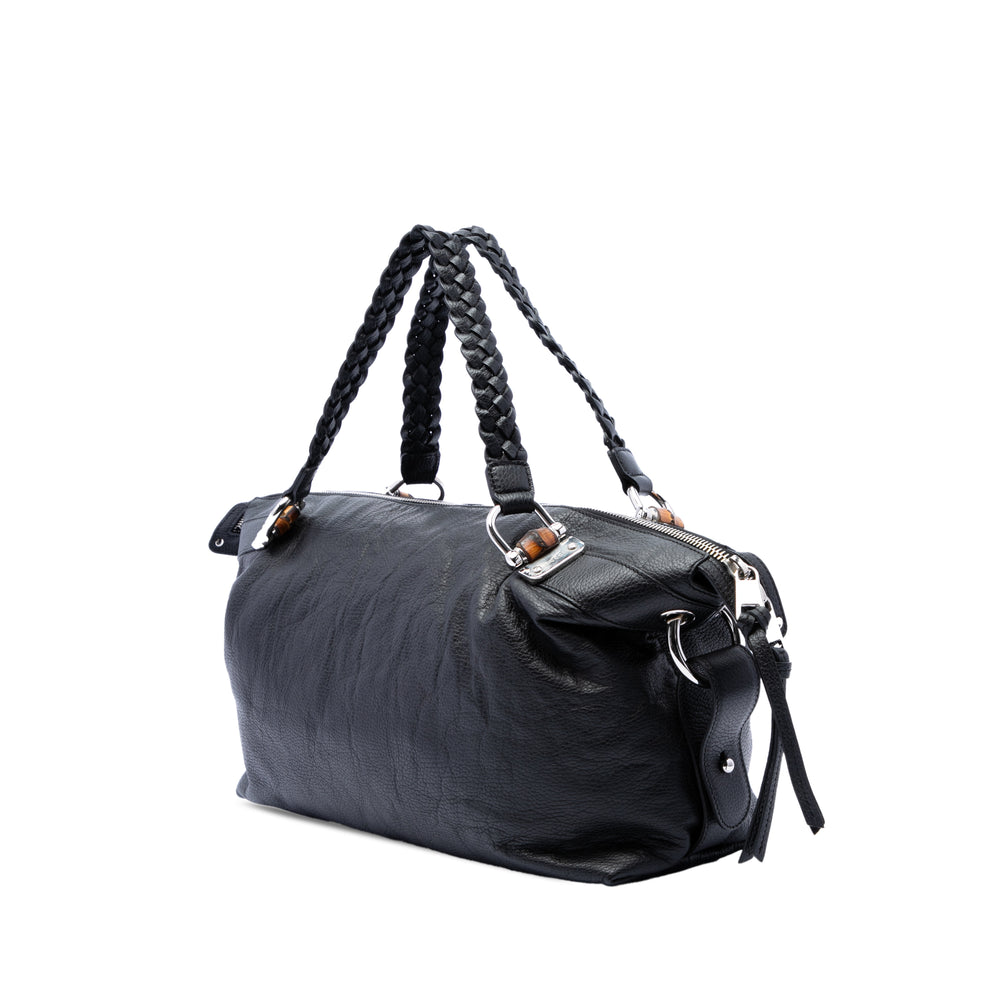 Gucci Cabas Pebbled Bamboo Bar Grand Cuir de veau Noir – vue 2 – GABY PARIS