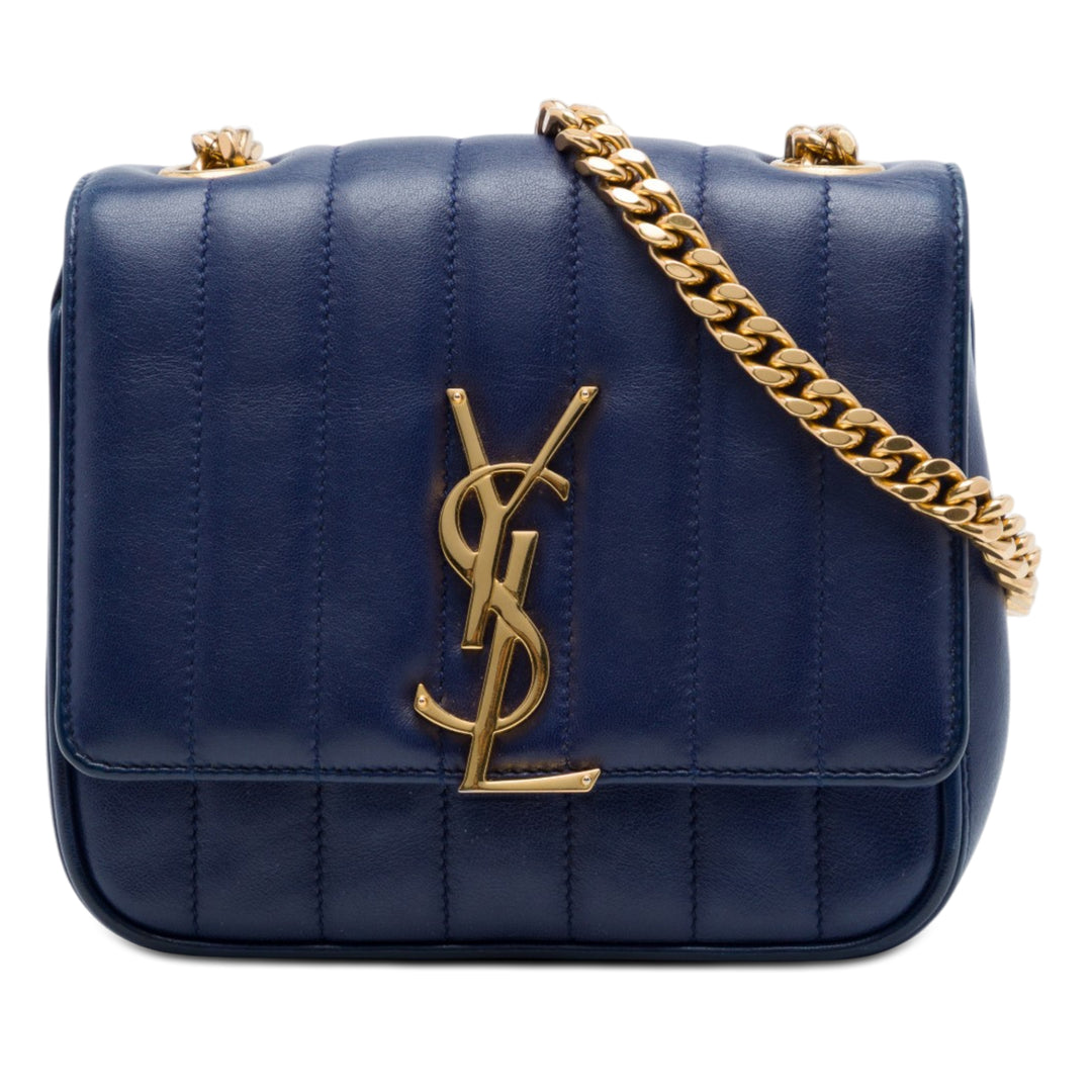 Saint Laurent Vicky Sac Petit Cuir d'agneau Bleu – vue principale – GABY PARIS