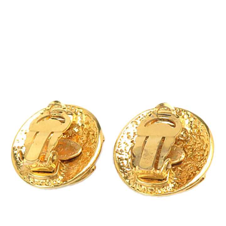Chanel CC plaqué Rond À clip Boucles d'oreilles Doré – vue 4 – GABY PARIS