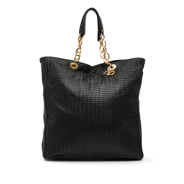 Dior Large Woven Cuir d’agneau Lady Dior Soft Shopping Cabas Noir