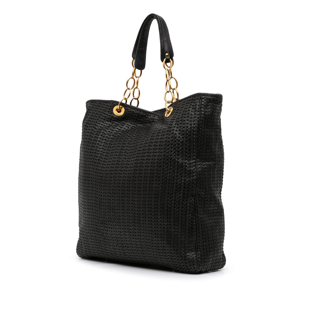Dior Large Woven Cuir d’agneau Lady Dior Soft Shopping Cabas Noir