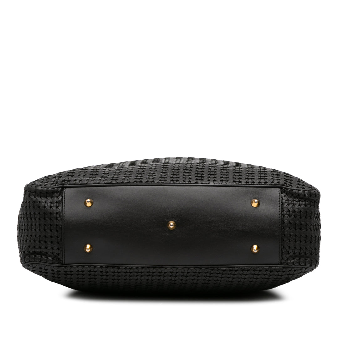 Dior Large Woven Cuir d’agneau Lady Dior Soft Shopping Cabas Noir