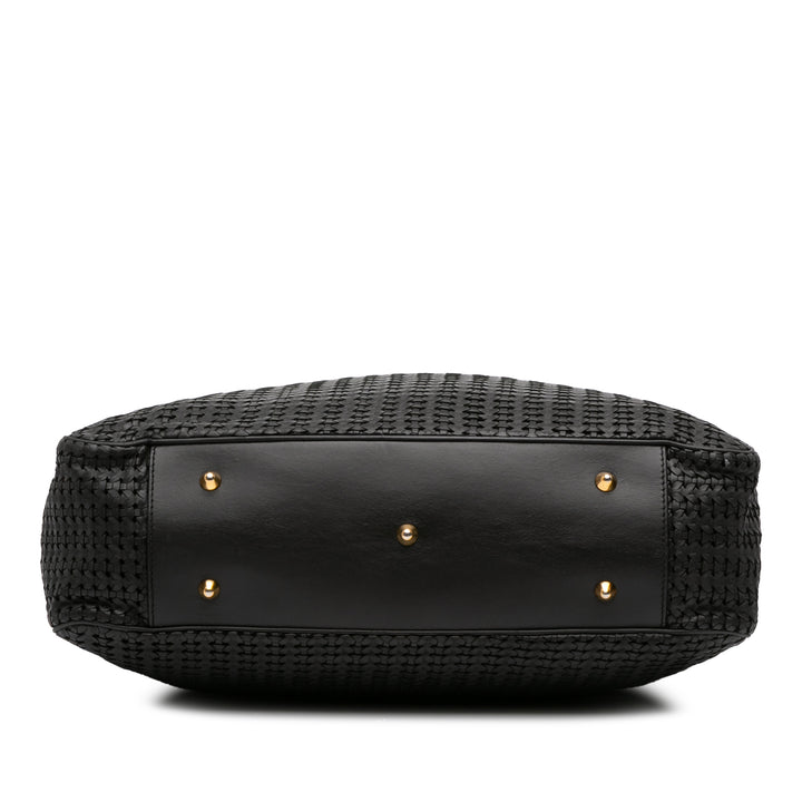 Dior Large Woven Cuir d’agneau Lady Dior Soft Shopping Cabas Noir