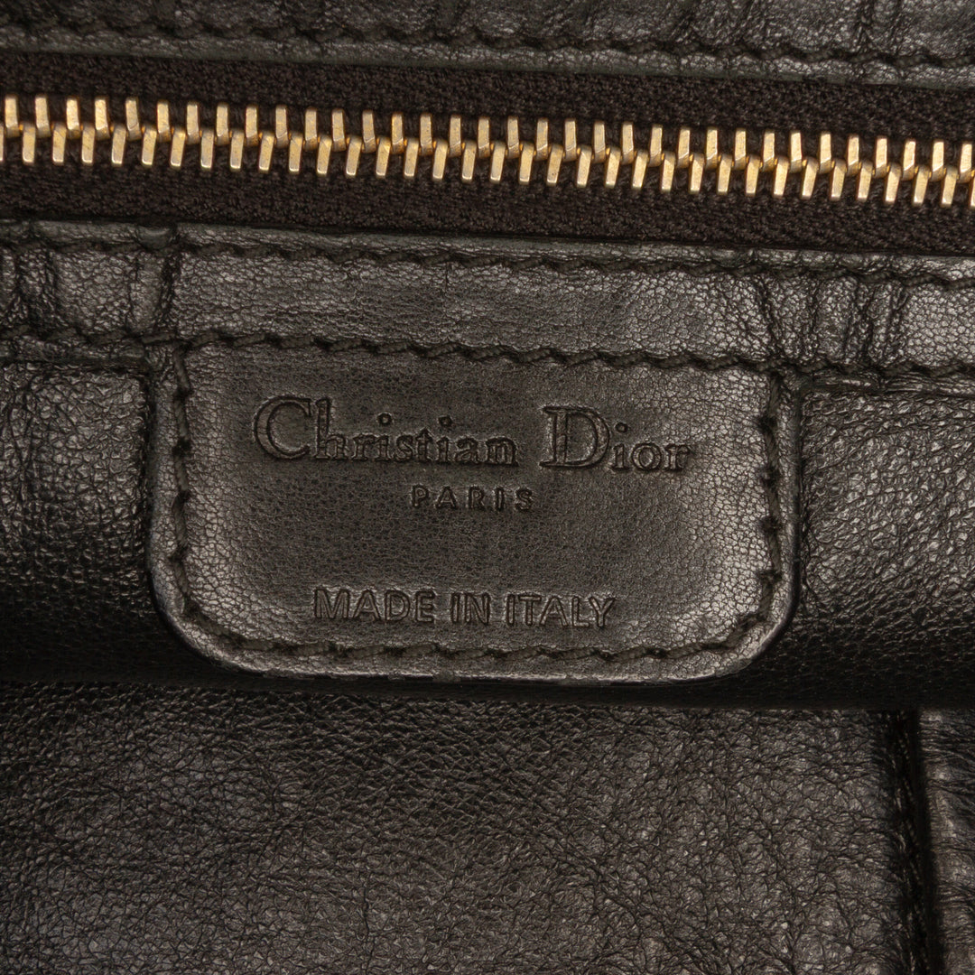 Dior Large Woven Cuir d’agneau Lady Dior Soft Shopping Cabas Noir