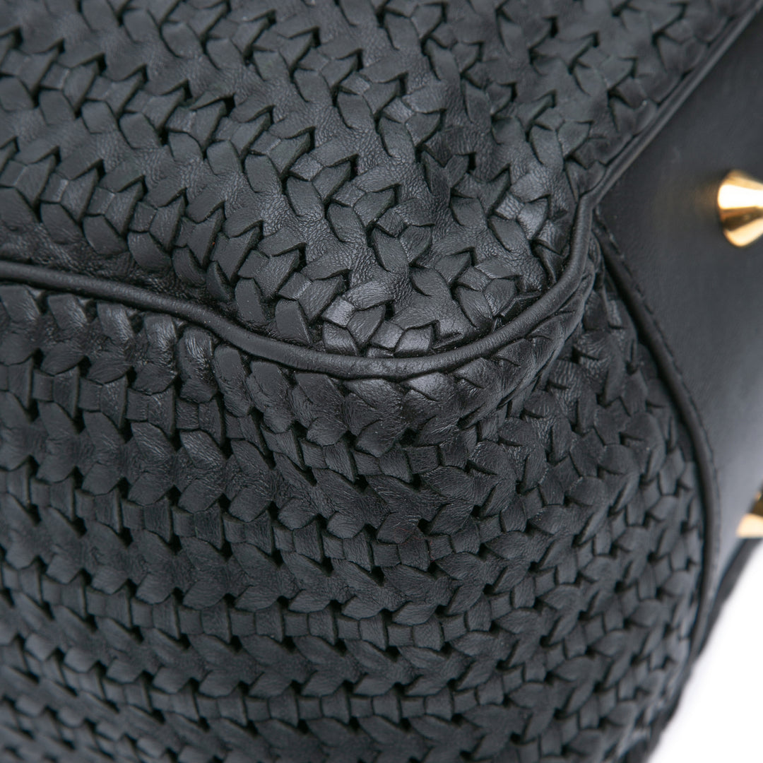 Dior Large Woven Cuir d’agneau Lady Dior Soft Shopping Cabas Noir