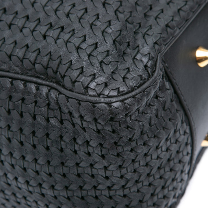 Dior Large Woven Cuir d’agneau Lady Dior Soft Shopping Cabas Noir