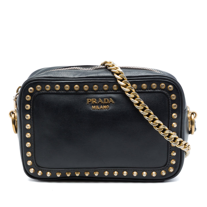 Prada City Veau clouté Sac caméra Cuir