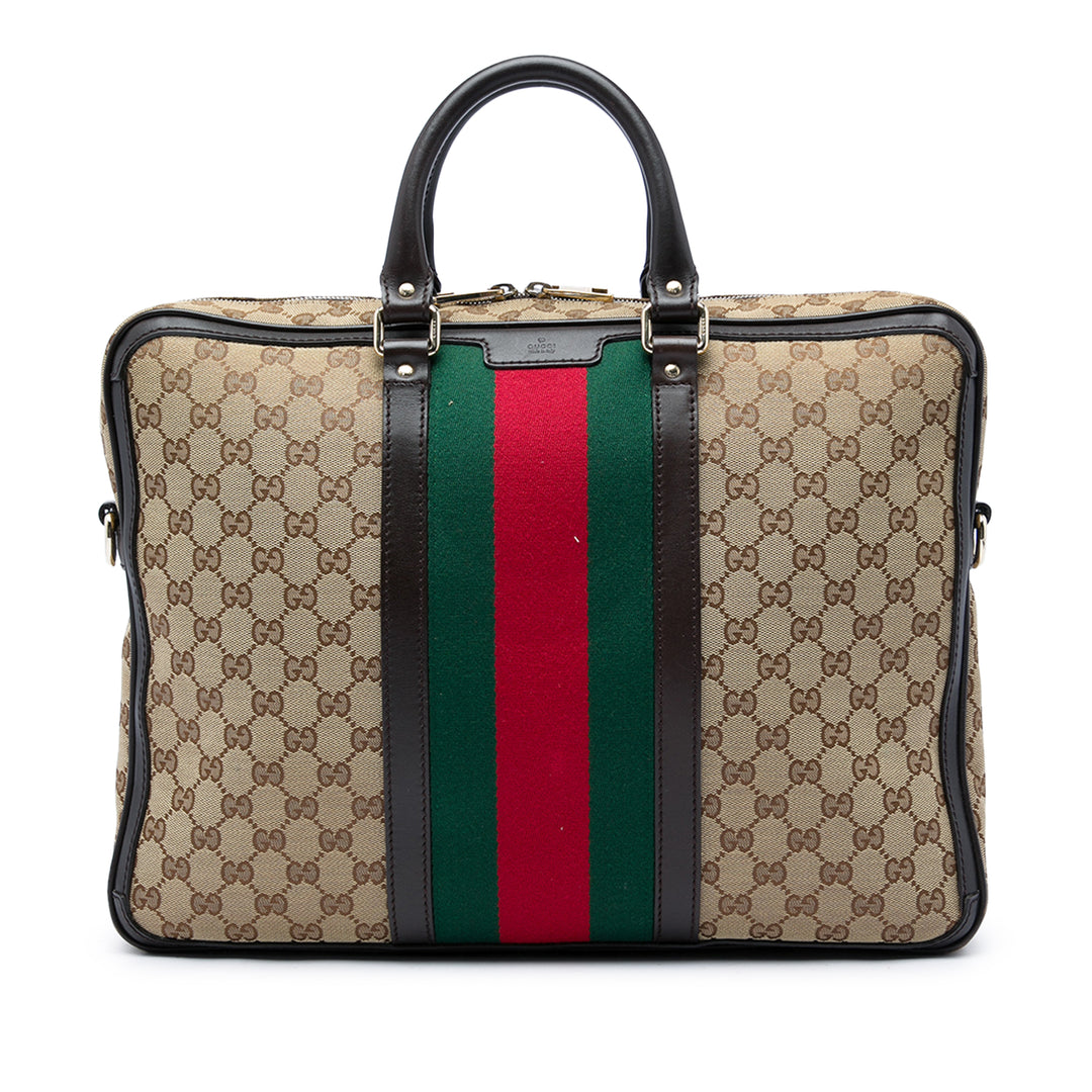Gucci GG Web Porte-documents Beige – vue principale – GABY PARIS