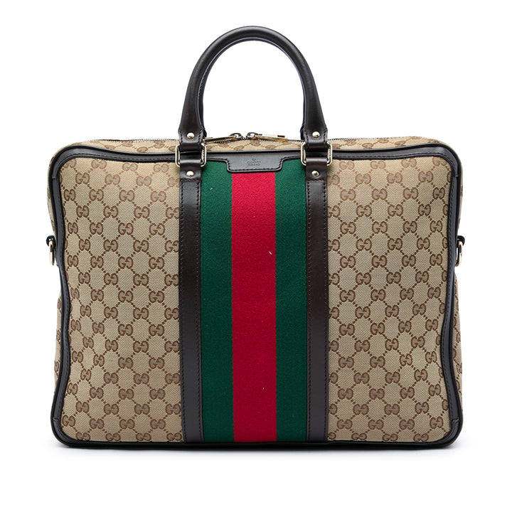 Gucci GG Web Porte-documents Beige – vue principale – GABY PARIS