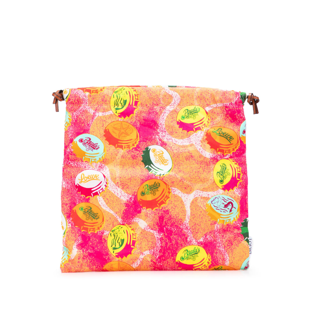LOEWE Paulas Ibiza Toile Bottle Cap Print Drawstring Pochette
